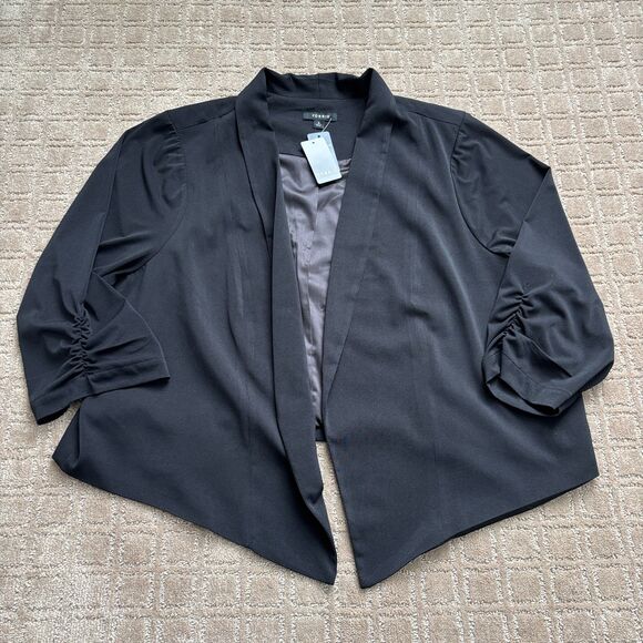Torrid Black Crepe Blazer Women's 4X Open Front 3/4 Sleeve Lightweight NWT Work - Picture 1 of 6